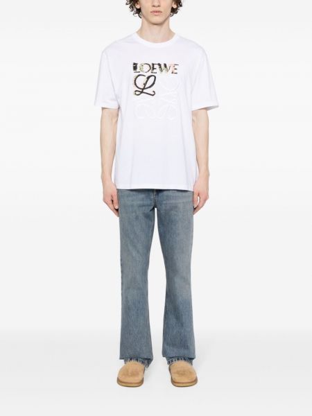 Bavlněné tričko s výšivkou Loewe bílé