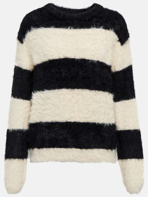 Кадифен пуловер на райета Velvet черно