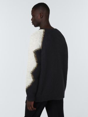 Moherowy sweter oversize Saint Laurent czarny