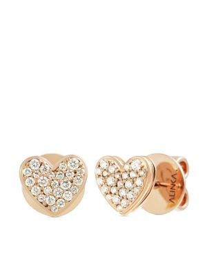 Rožinio aukso auskarai su širdelėmis Alinka
