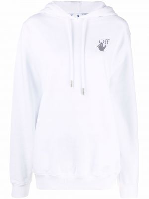 Pamučna hoodie s kapuljačom Off-white bijela