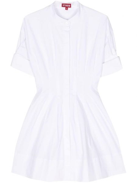 Βαμβακερή ίσιο φόρεμα Staud λευκό