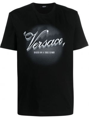 Βαμβακερή μπλούζα με σχέδιο Versace μαύρο