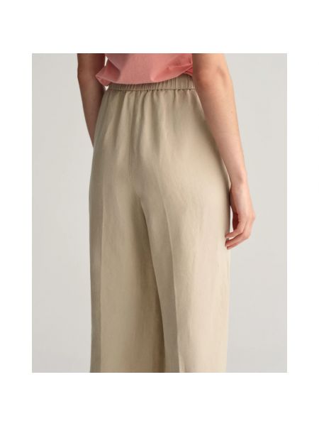Pantalones de lino de viscosa Gant beige