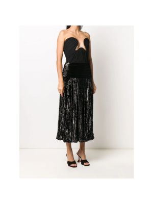 Aksamitna sukienka midi koronkowa Saint Laurent czarna