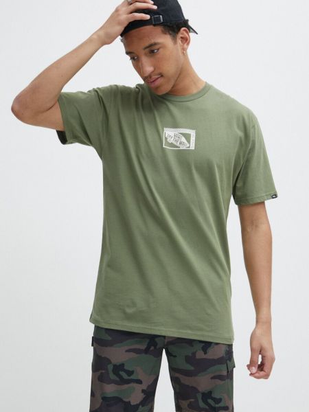 Хлопковая футболка с принтом Vans зеленая