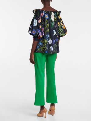 Bluză din bumbac cu model floral Oscar De La Renta
