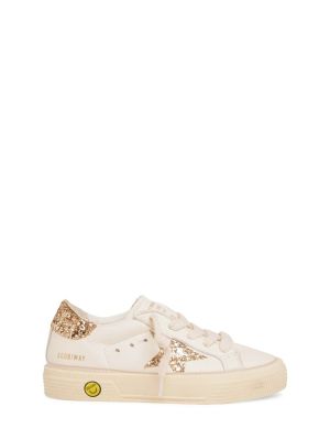 Blonder lær snøring sneakers for jenter Golden Goose hvit