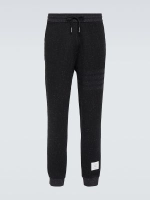 Jedwabne spodnie sportowe bawełniane Thom Browne czarne