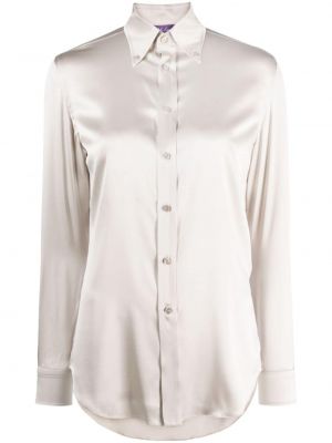 Пухена сатенена риза Ralph Lauren Collection сиво