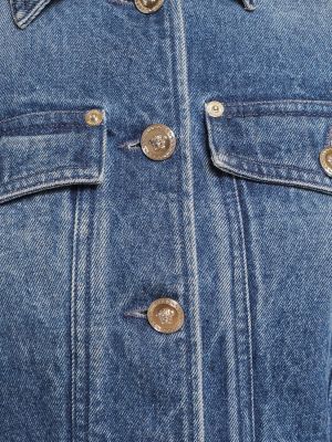 Kurtka jeansowa na guziki Versace niebieska