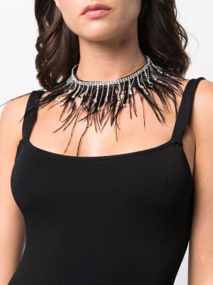 Collar con plumas de cristal de plumas Atu Body Couture negro