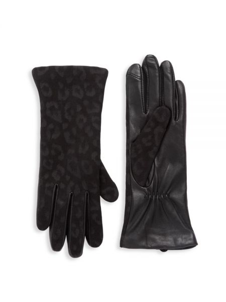 Леопардовые кашемировые перчатки с принтом Saks Fifth Avenue