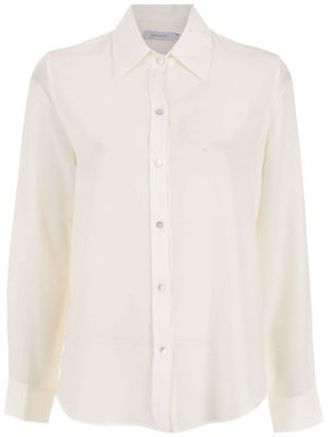 Péřová hedvábná košile s knoflíky Lenny Niemeyer bílá