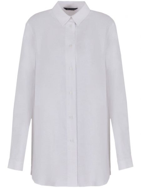 Ľanová košeľa Armani Exchange biela