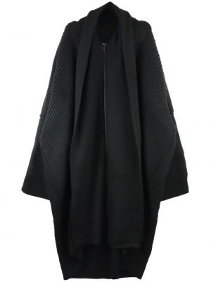 Dzianinowy płaszcz na zamek Yohji Yamamoto czarny