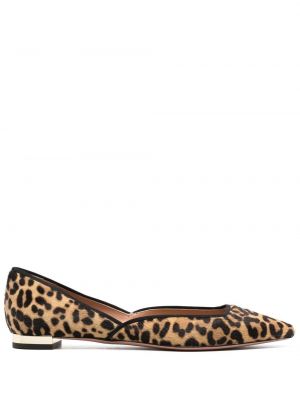 Ниски обувки с принт с леопардов принт Aquazzura кафяво