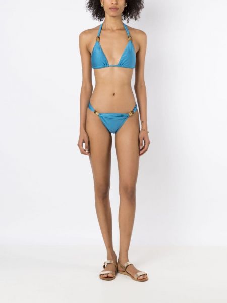 Bikini avec perles à imprimé Adriana Degreas bleu