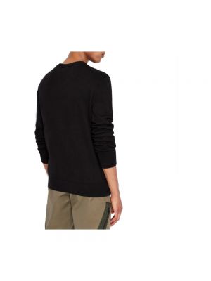 Suéter con bordado de cuello redondo Armani Exchange negro