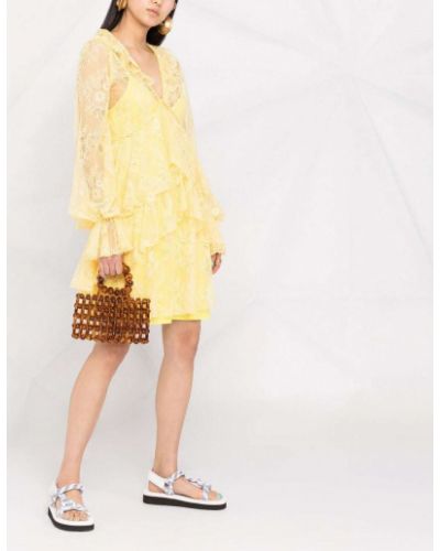 Vestido de encaje Blumarine amarillo