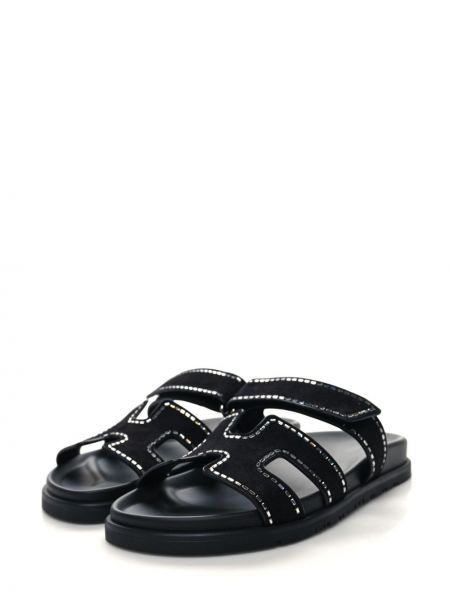 Zamšādas sandales ar kristāliem Hermès Pre-owned melns