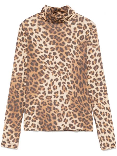 Leopard rullekrave top Maje brun