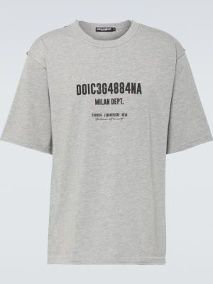 Kokvilnas t-krekls ar apdruku Dolce&gabbana pelēks