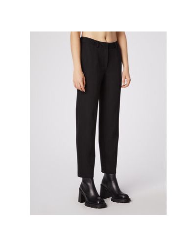 Simple Pantaloni din material SPD506-02 Negru Slim Fit
