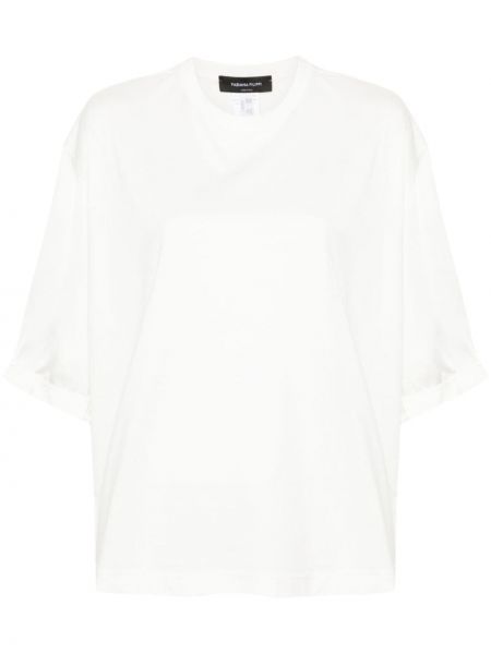 Памучна сатенена тениска Fabiana Filippi бяло