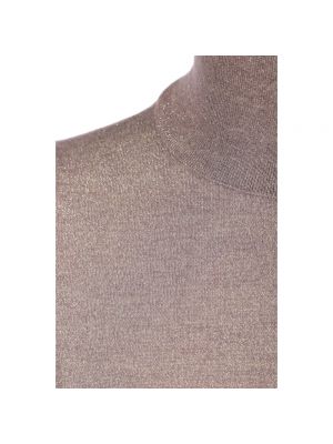 Jersey cuello alto de cachemir con cuello alto de tela jersey Brunello Cucinelli marrón