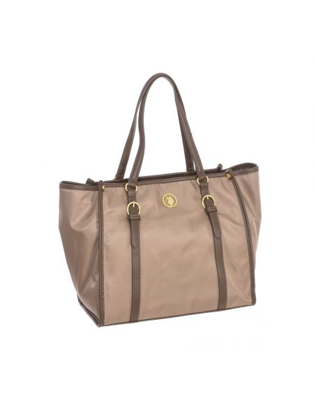 Nylon shopper handtasche mit reißverschluss U.s. Polo Assn. braun