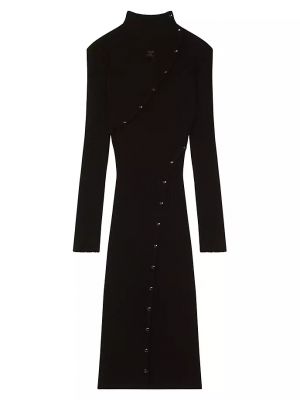 Длинное платье с длинным рукавом Courrèges черное