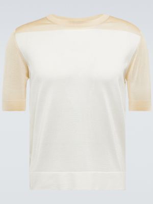 Oversize копринена тениска Jil Sander бяло