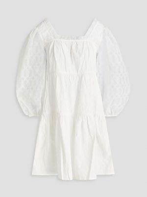 Хлопковое платье мини с вышивкой Shrimps белое