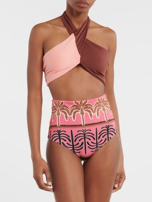 Bikini ar augstu vidukli ar apdruku Johanna Ortiz rozā
