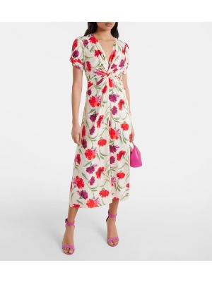 Midi haljina s cvjetnim printom Diane Von Furstenberg crvena