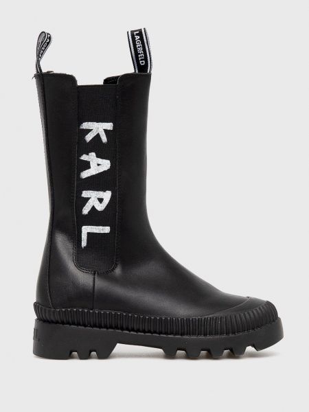 Sztyblety skórzane na platformie Karl Lagerfeld czarne