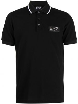 Памучна поло тениска Ea7 Emporio Armani черно