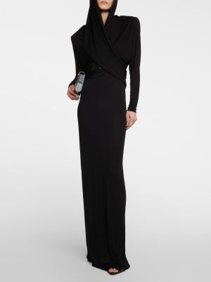 Kapucnis midi ruha Saint Laurent fekete