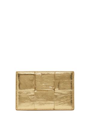 Kožená peňaženka Bottega Veneta zlatá