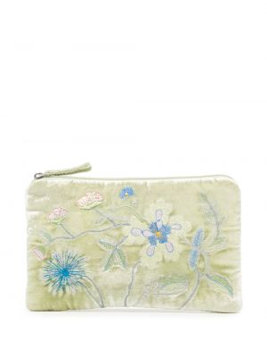 Květinová sametová hedvábná peněženka Anke Drechsel zelená