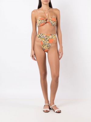 Bikini w kwiatki z nadrukiem Clube Bossa pomarańczowy