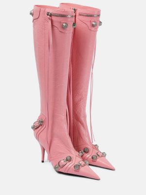 Кожени гумени ботуши Balenciaga розово