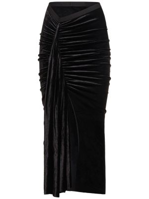 Drapované sametové midi sukně Rick Owens černé