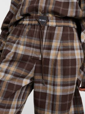 Voľné kockované bavlnené nohavice The Attico hnedá