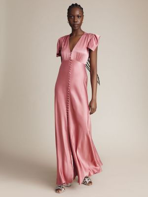 Атласное длинное платье Ghost розовое