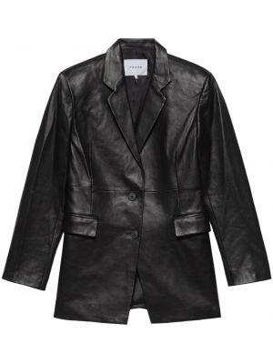 Oversized usnjeni blazer Frame črna