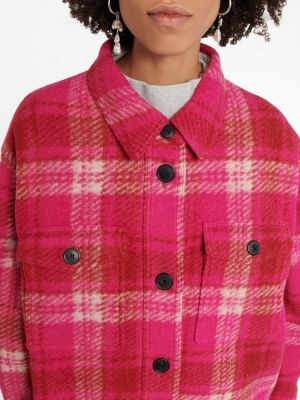 Kockovaná vlnená bunda Marant Etoile ružová