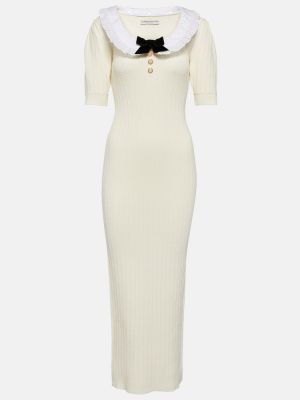 Πλεκτή βαμβακερή μίντι φόρεμα Alessandra Rich λευκό