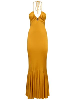 Džersis maksi suknelė iš viskozės Roberto Cavalli geltona